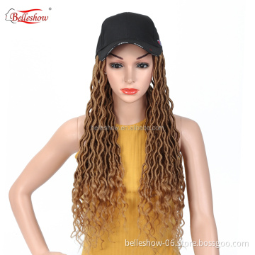 Hot sell wholesale crochet braid hair faux locs with curly ends wavy faux locs crochet goddess faux locs black basketball hat